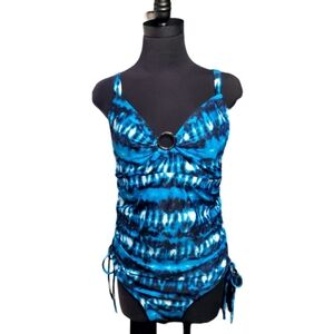 Michael Kors Womens Size 18W One Piece Swimsuit Blue Tie-Dye